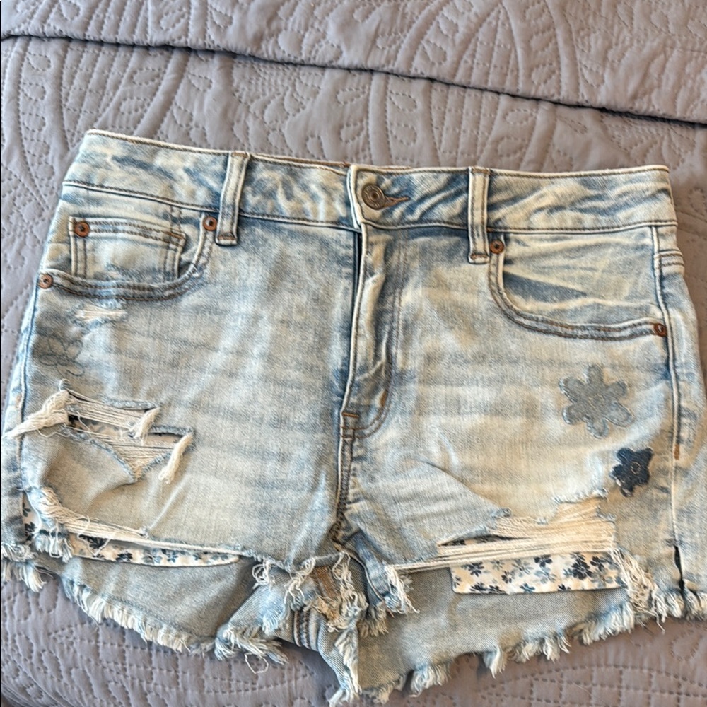 American Eagle Outfitters Blue Jean Shorts Distressed Style